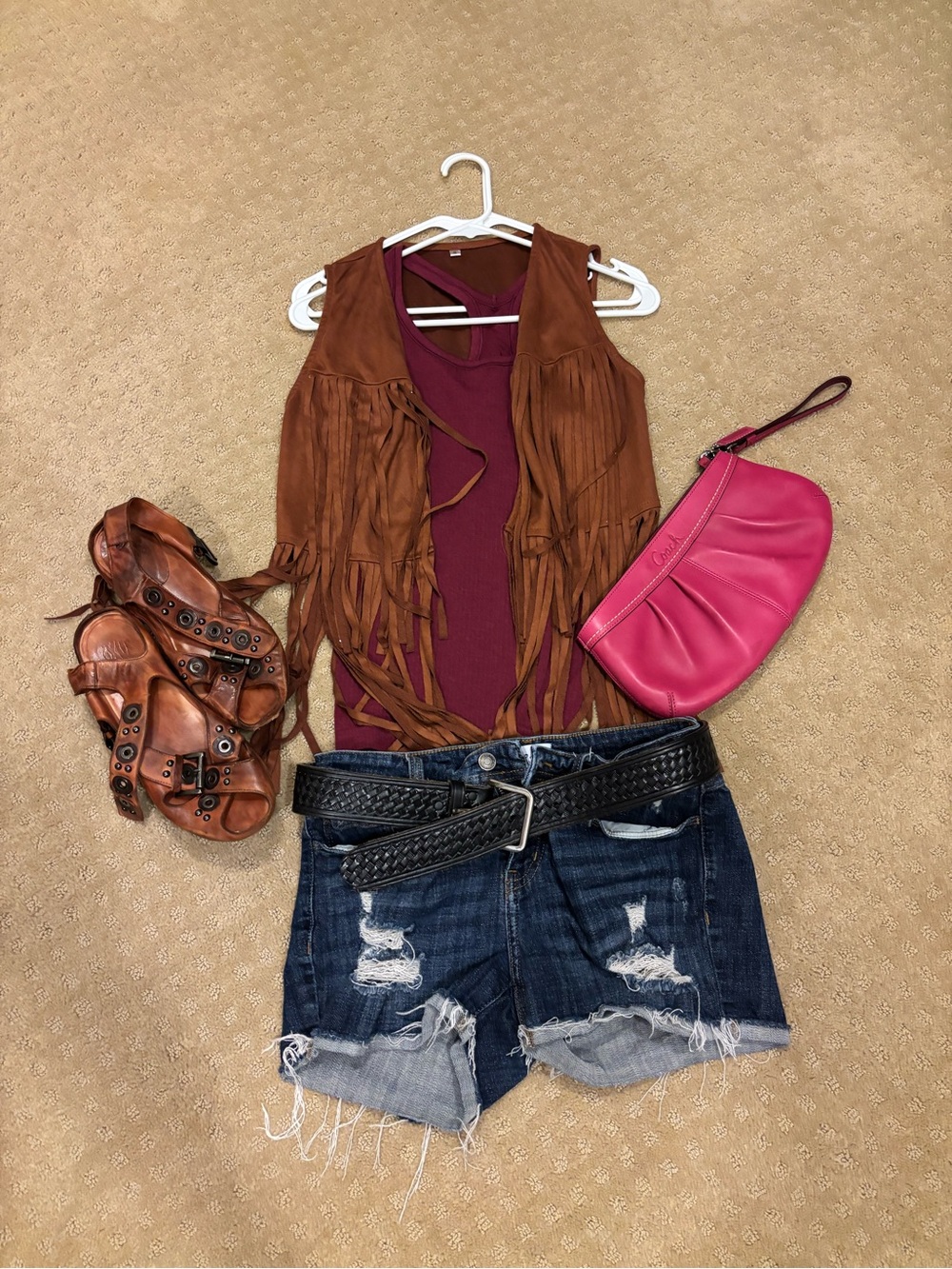 Fall 2026 Style Fringe Suede Vest in Brown - Women's Layering Top Sz S/M